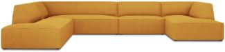 Micadoni 7-Sitzer Panorama Ecke links Sofa Ruby | Bezug Yellow | Beinfarbe Black Plastic