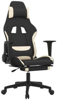 Gaming-Stuhl mit Fußstütze Schwarz und Creme Stoff, Drehbar [3143743]