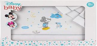 Interbaby MK003-18 Disney Baby-Krippe Laken Mickey Mouse Weiss/Grau, grau, 220 g