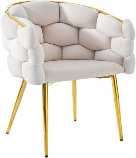 Merax Luxus-Samtstühle 1 Stuhl (Wohnzimmer Stühle, Esszimmerstühle, Make-up Stühle, moderne Mode Stil Stühle), Beine aus vergoldetem Eisen, beige