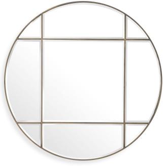 Casa Padrino Luxus Spiegel Vintage Messingfarben Ø 110 cm - Runder Wandspiegel - Wohnzimmer Spiegel - Garderoben Spiegel - Luxus Qualität