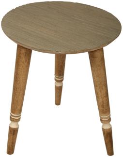 Beistelltisch Beistelltisch, Mango Holz, Tischplatte grau Holzfüsse Holz natur