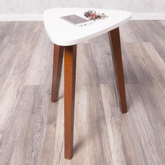 Beistelltisch TRIANGLE braun/weiß Telefontisch Sofatisch Nachttisch Holz 52cm