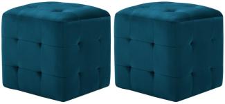 vidaXL Nachttische 2 Stk. Blau 30×30×30 cm Samtstoff