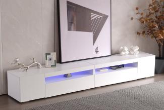 Merax Lowboard mit 16 Farben LED Beleuchtung, TV-Kommode, Fernsehtisch mit 2 Türen, 1 Klappe und 1 offenes Fach