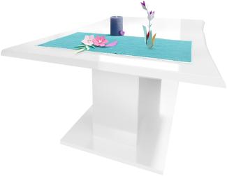 Couchtisch Beistelltisch Wohnzimmertisch Melo in Weiß Hochglanz mit Tischplatte in Weiß Hochglanz 102 x 40 x 67,5 cm