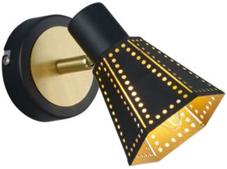 Wandlampe, beweglicher Spot, Metall schwarz gold, H 17 cm