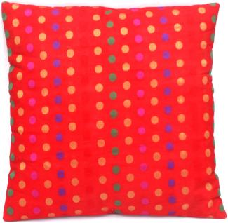 Indische Seide Deko Kissenbezüge 40 cm x 40 cm, Extravaganten Design für Sofa & Bett Dekokissen, Kissenhülle aus Jaipur-Indien. - Red