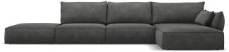 Micadoni 5-Sitzer Ecke rechts Sofa Kaelle | Bezug Dark Grey | Beinfarbe Black Plastic