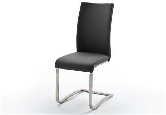 Stuhl ARCO 4er Set in Echtleder schwarz und Edelstahl