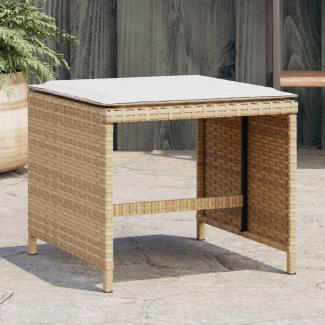 vidaXL Gartenhocker mit Kissen 4 Stk. Beige 41x41x36 cm Poly Rattan