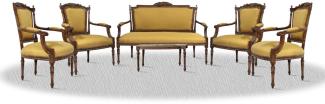 Casa Padrino Barock Salon Set mit Sitzbank 4 Stühlen und Tisch - Barock Salon Möbel