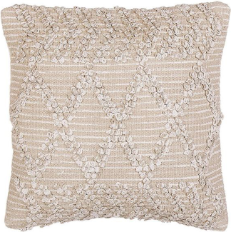 Dekokissen geometrisches Muster Baumwolle beige bestickt 45 x 45 cm CORYDALIS