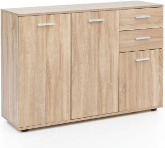 KADIMA DESIGN ITTER Holz Kommode - Stauraum mit 3 Türen & 2 Schubladen für alle Wohnbereiche. Farbe: Beige