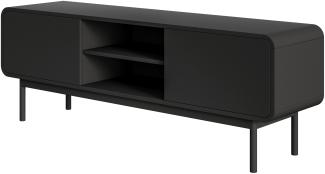 Selsey Oro - TV-Lowboard mit 2 Schubladen, schwarz, 154 cm