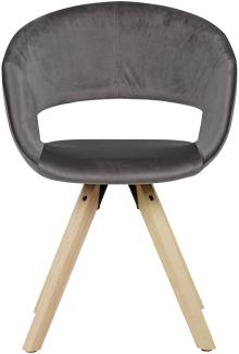 KADIMA DESIGN Esszimmerstuhl MELLA: Moderne Retro Holzstühle für den Esstisch. Farbe: Grau, Material: Samt