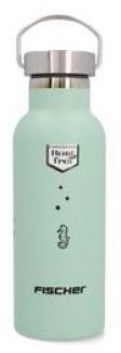 FISCHER Fahrrad-Trinkflasche Girl, 0,5 Liter, grün aus leichtem, rostfreiem Edelstahl, mit griffiger Beschichtung, lebensmittelecht, geeignet für kalte und warme Getränke geeignet, Durchmesser: 73 mm (50479)