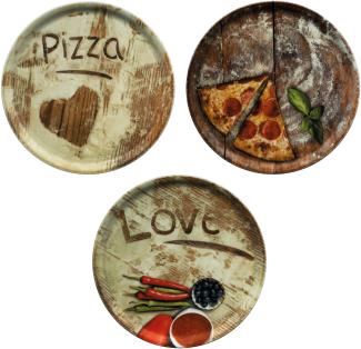 3er Set Pizzateller Oliven-, Salami- & Lieblingspizza Ø 33,3cm Platte XL-Teller