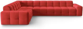 Micadoni 6-Sitzer Samtstoff Ecke links Sofa Kendal | Bezug Red | Beinfarbe Black Beech Wood
