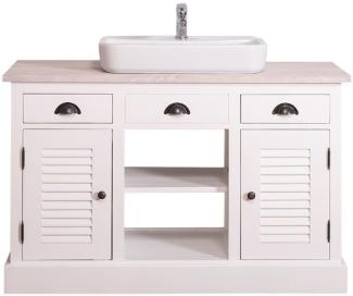 Casa Padrino Landhausstil Waschbeckenschrank Weiß / Hellgrau 120 x 51 x H. 75 cm - Waschtisch mit 2 Türen und 3 Schubladen