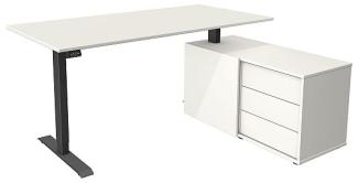 Kerkmann Schreibtisch Sitz- /Stehtisch Move 1 anthrazit mit Sideboard weiß