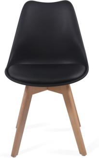 MIADOMODO® 4er-Set Esszimmerstühle mit Sitzkissen, Kunststoff & Massivholz schwarz