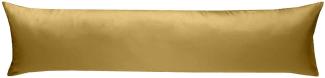 Mako-Satin Baumwollsatin Bettwäsche Uni einfarbig zum Kombinieren (Seitenschläferkissen Bezug 40 x 200 cm, Gold)