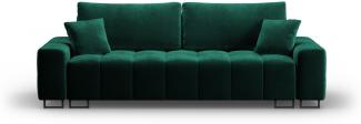 Micadoni 3-Sitzer Samtstoff Sofa mit Bettfunktion und Box Byron | Bezug Bottle Green | Beinfarbe Black Metal