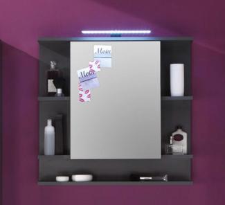 Badezimmer Spiegelschrank Tetis mit Regalfächern und ohne Beleuchtung Graphit grau 72 x 72 cm Badmöbel