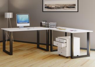 Eckschreibtisch Computer Schreibtisch Arbeitstisch PC Tisch Bürotisch weiß