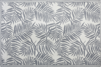 Outdoor Teppich hellgrau 120 x 180 cm Palmenmuster zweiseitig Kurzflor KOTA