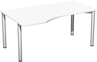 PC-Schreibtisch '4 Fuß Flex' links 160x100cm Weiß / Silber