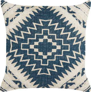 Dekokissen geometrisches Muster blau beige 50 x 50 cm SAFI