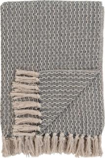 House Nordic Cort Decke aus dunkelgrauer und weißer Baumwolle, 160x130x1 cm