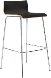 Design Barhocker mit Rückenlehne, Sitzschale Schwarz, Höhe 91cm