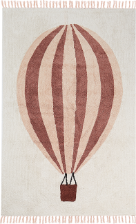 Baumwollteppich Heißluftballonmotiv 140 x 200 cm Grauweiß BAZALETI