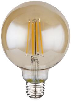 LED 7 Watt Leuchtmittel, Kugel Glas amber, dimmbar, DxH 9,5x14 cm