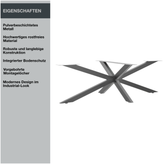 Tischgestell | X-Design | 98x58x43 cm | Stahl - Anthrazit
