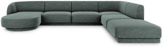 Micadoni 6-Sitzer Panorama Ecke rechts Sofa Miley | Bezug Petrol | Beinfarbe Black Plastic