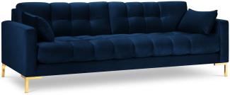 Micadoni 4-Sitzer Samtstoff Sofa Mamaia | Bezug Royal Blue | Beinfarbe Gold Metal