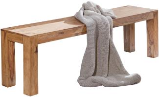 Wohnling Esszimmer Sitzbank MUMBAI Massiv-Holz Akazie 160 x 45 x 35 cm Design Holz-Bank Natur-Produkt Küchenbank Landhaus-Stil dunkel-braun Bank 3-Sitzer für innen ohne Rücken-Lehne Echt-Holz unbehandelt