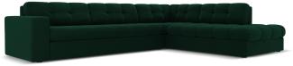 Micadoni 5-Sitzer Samtstoff Ecke rechts Sofa Justin | Bezug Bottle Green | Beinfarbe Black Plastic