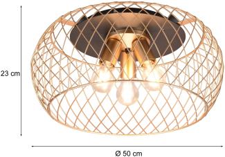 LED Deckenleuchte mit Gitter Lampenschirm in Messing matt Ø 50cm