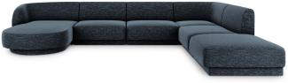 Micadoni 6-Sitzer Panorama Ecke rechts Sofa Miley | Bezug Royal Blue | Beinfarbe Black Plastic