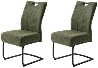 2 x Stuhl Amery olive Chenille Freischwinger