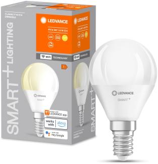 LEDVANCE Smarte LED-Lampe mit WiFi Technologie, Sockel E14, Dimmbar, Warmweiß (2700 K), ersetzt Glühlampen mit 40 W, SMART+ WiFi Mini Bulb Dimmable, 4er-Pack