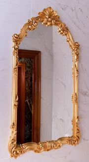 Casa Padrino Luxus Barock Spiegel Gold H. 111 cm - Prunkvoller Barockstil Wandspiegel - Made in Italy