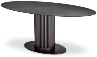 Casa Padrino Luxus Esstisch Schwarz / Bronze 200 x 119 x H. 78,5 cm - Ovaler Küchentisch mit Keramik Tischplatte in Marmoroptik - Esszimmer Möbel - Küchen Möbel - Luxus Möbel - Luxus Qualität