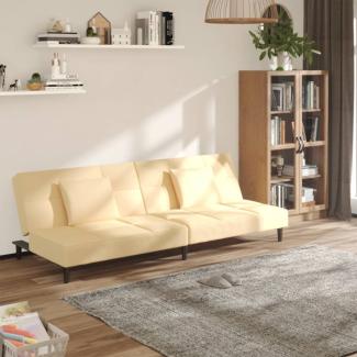 vidaXL Schlafsofa 2-Sitzer mit 2 Kissen Creme Samt