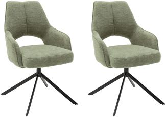 Robas Lund Esszimmerstühle 2er Set, 180°drehbar mit Nivellierung, Belastbar bis 120 kg, Stuhl mit Stoffbezug Olive